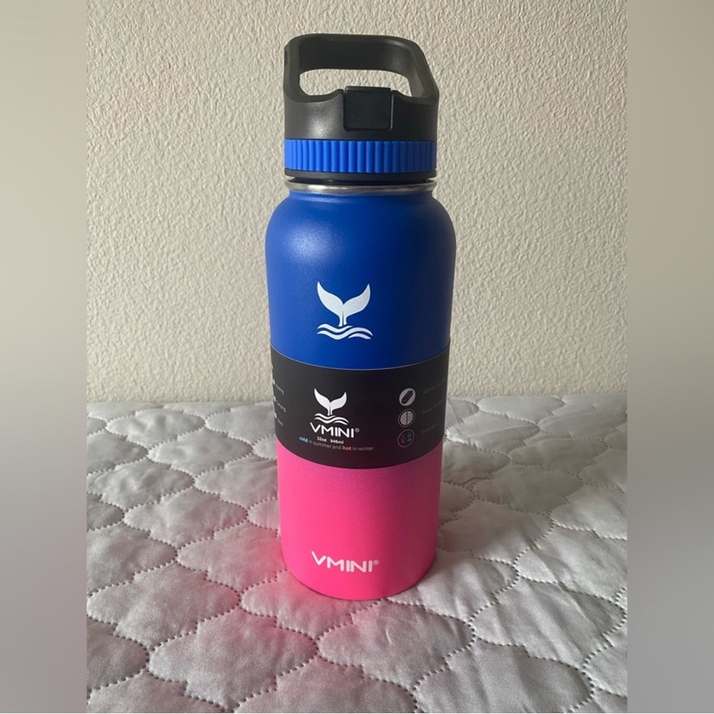 🆕 Vmini Vibrant Blue and Pink Insulated Water Bottle